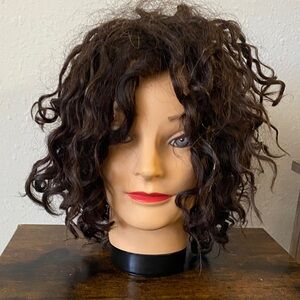 Dark Brown Curly mannequin head
